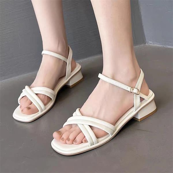

ladies' summer new gentle flat-bottomed women's sandals with soft soles and thick heels wear a word buckle with women's shoes, Black