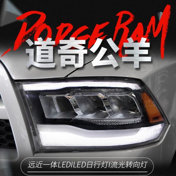 

led headlights assembly dynamic streamer turn signal light for dodge ram 20 08-20 18 headlight drl daytime running lights front lamp