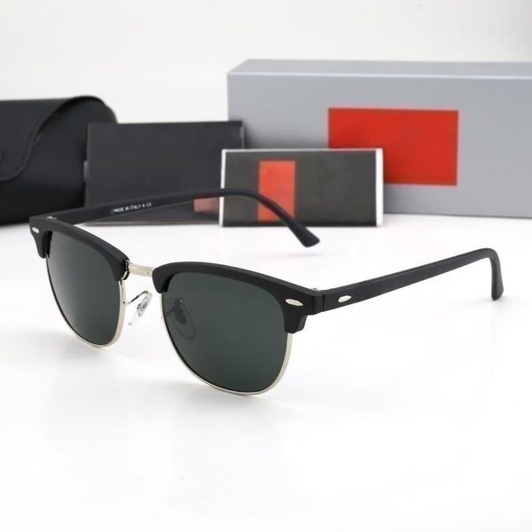 

classic sunglasses for men women fashion designer semi-rimless frame rectangle uv blocking glass lens retro mirror outdoor sun glasses luxur, White;black