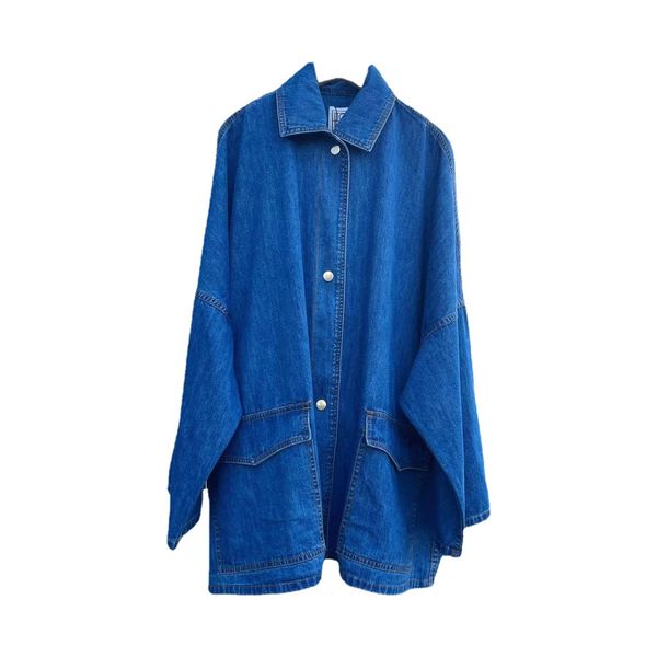 

women's blouses & shirts women retro collared single breasted denim coat t-oteme, White