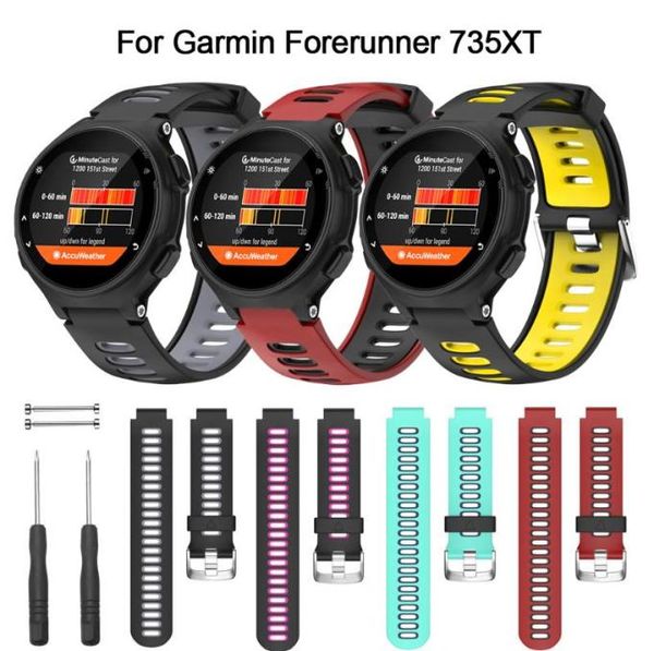

watch bands silicone strap for garmin forerunner 735xt watchband silica gel soft wrist band correa de reloj bracelet montre8900008, Black;brown