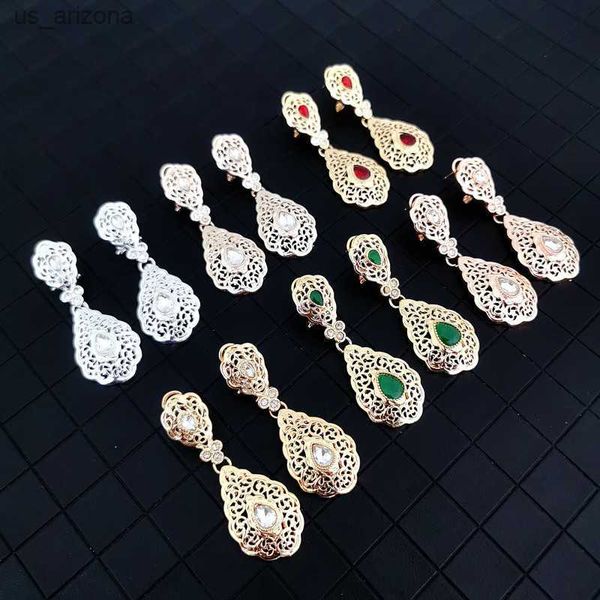 

stylish women's moroccan alloy crystal rhinestone earrings unique design fine pattern suitable for women l230620, Golden;silver