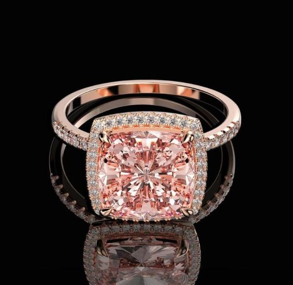 

cluster rings vintage 100 925 sterling silver 10 mm created moissanite morganite gemstone wedding ring women fine jewelry drop6228314, Golden;silver