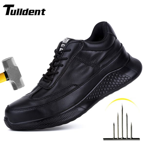 

dress shoes work boots safety steel toe men sneakers indestructible for cap male 230726, Black