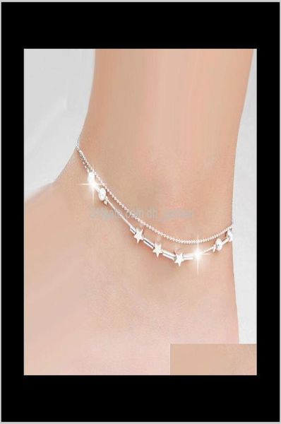 

jewelrywhole fashion women star bracelet sier beads anklets ankle chain boot foot jewelry ps1796 drop delivery 2021 9wyep6633094, Red;blue