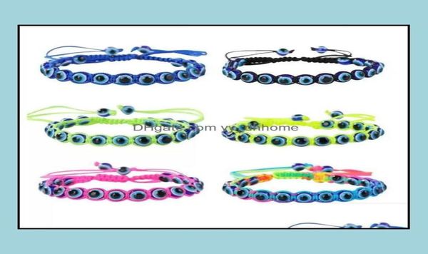 

beaded strands bracelets jewelry turkey blue evil eye charm beaded women handmade braided string rope bracelet drop delivery 2021 3725281, Black