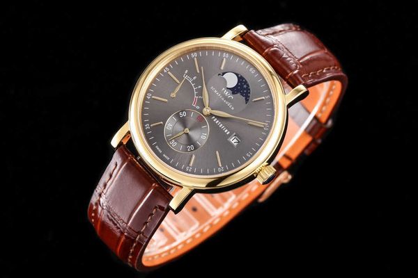 

designer iwc watch for men portofino moonphase watches full-function 6em1 twa factory superb mechanical movement uhr high-end montre prx lux, Slivery;golden