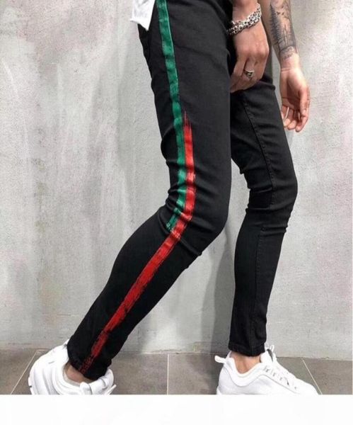 

mens ripped denim jeans male skinny slim fit pencil pants casual hip hop trousers with holes56271464280665, Blue