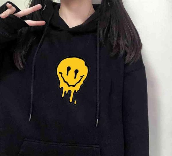 

punk style women hoodie chic face pattern casual wear ulzzang harajuku loose preppy fashion simple ins hooded sweatshirt 2108162742790, Black
