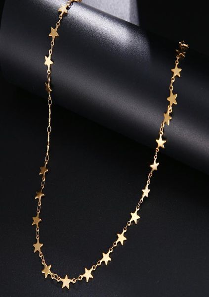 

stainless steel chain necklace for man women gold silver color pendant pentagram do not fade jewelry3203575