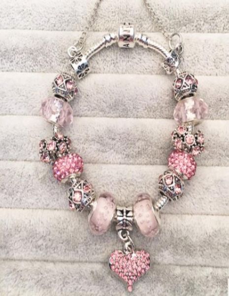 

925 sterling silver charm bead fit european charm bracelets & bangle for women heart crystal danglecharm beads chain fashion jewelry7053172, Golden;silver