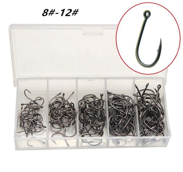 

500pcs1box 5 sizes mixed 812 black ise hook high carbon steel barbed fishing hooks fishhooks asian carp pesca tackle accessori1201112