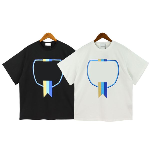

men's summer rhude fashion short sleeve t-shirt american fashion brand flow loose men's trend half sleeve top, White;black