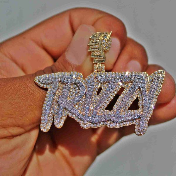 

bling iced out vvs moissanite diamonds jewelry designer letter iced out custom pendant, Silver