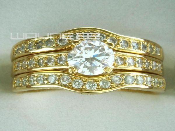 

18k yellow gold fille engagement wedding ring sets wcrystal r179 mu6287022, Silver