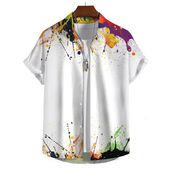 

mens casual shirts shortsleeved mens hawaiian shirt color spray print pattern clothing designer beach street vacation fashion large size 230, White;black