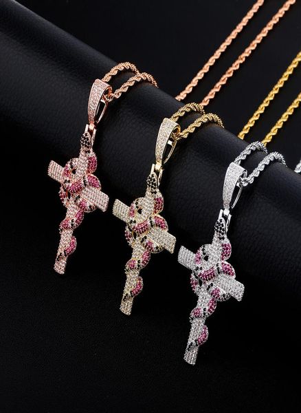 

retro cross pendant real gold electroplated full of cz iced out diamond mens necklace hip hop jewelry8827331, Silver