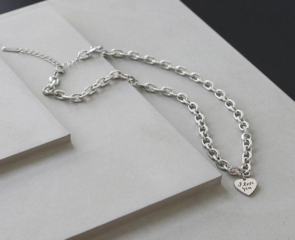 

new stainless steel love thick chain peach heart i love you necklace4876409, Silver