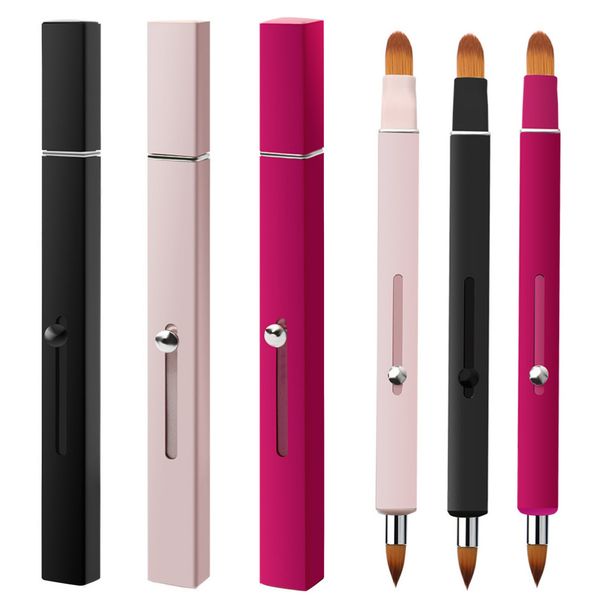 

aluminum pipe portable telescopic lip brush double head with cover makeup brush makeup tool, many style choices, support custom logo