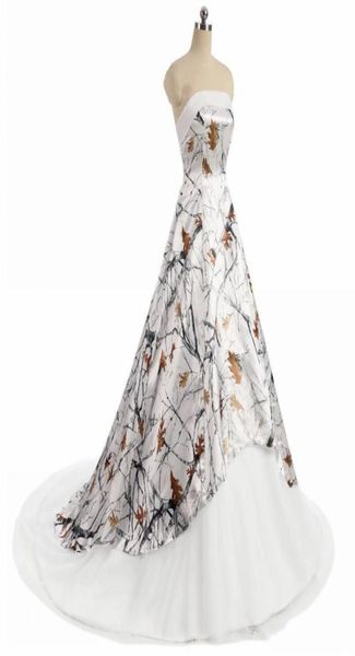

2021 vintage white camo wedding dress strapless laceup corset back realtree camouflage boho beach country bridal dresses vestidos9852107