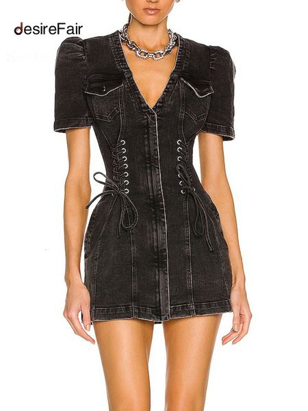 

basic casual dresses fashion design women summer vintage style black laceup mini section sheath short sleeve high waist 230726, Black;gray