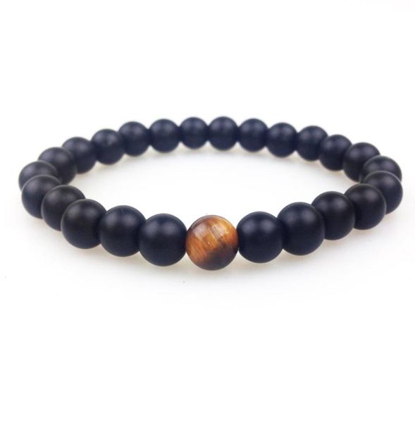 

sn0348 new design 8mm matte black onyx with a tiger eye bead bracelet men stone bead bracelets1267679