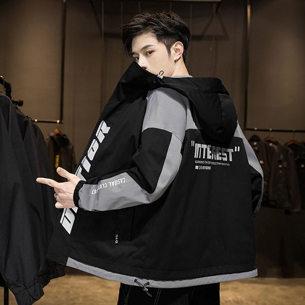 

mens jackets spring casual hooded streetwear coats hip hop clothing youth autumn outdoor windbreaker 230725, Black;brown
