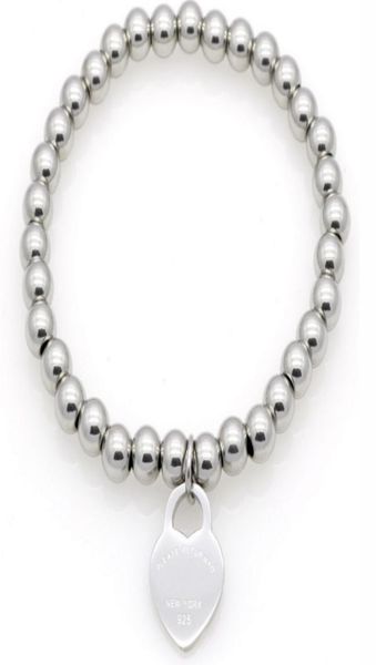 

silvergold color heart brand heart rhinestone bead stretch style plated 925 silver color bangle brcelet barcelets letter bracelet9645812, Black