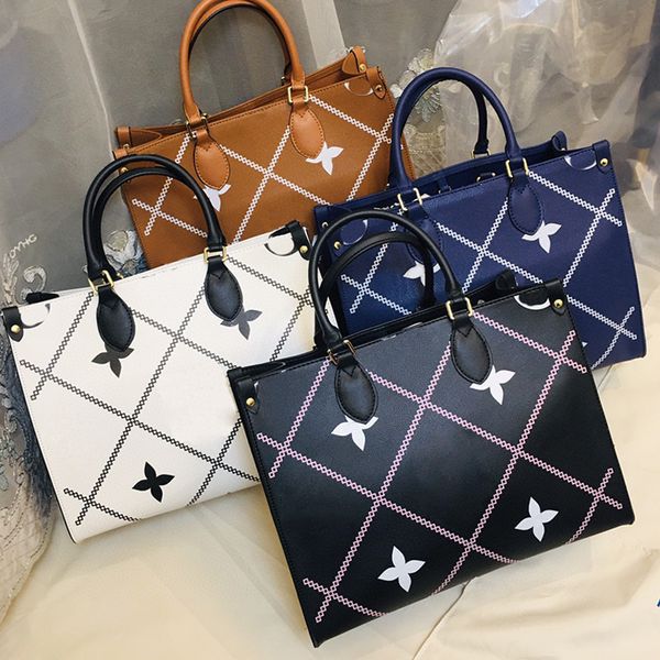

fashion designer bag womens leather printed handbag large capacity portable shopping bag temperament commuter bag #44568