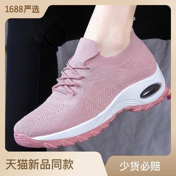 

flying weaving women's shoes casual sports shoes women's fashion versatile rocker shoes soft sole breathable flying weaving women&, Black