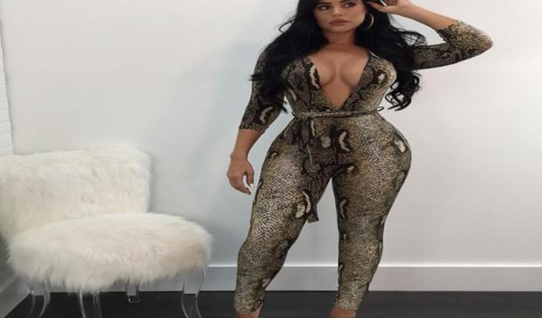 

jumpsuits for women 2019 bodycon long sleeve africa print deep vneck jumpsuit super quality body feminino2160322, Black;white