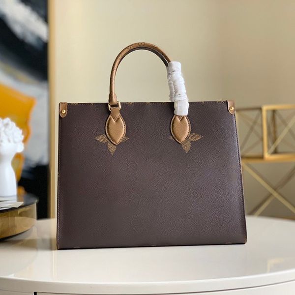 

luxury lady shopping bag designer onthego floral bag 35cm genuine leather women tote bag delicate knockoff handbag toron double handles and