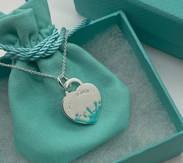 

brand jewelry tiffanyy designer heart necklace classic pendant luxury jewelry girl party gift 4 color water drops 925 silver women's cl