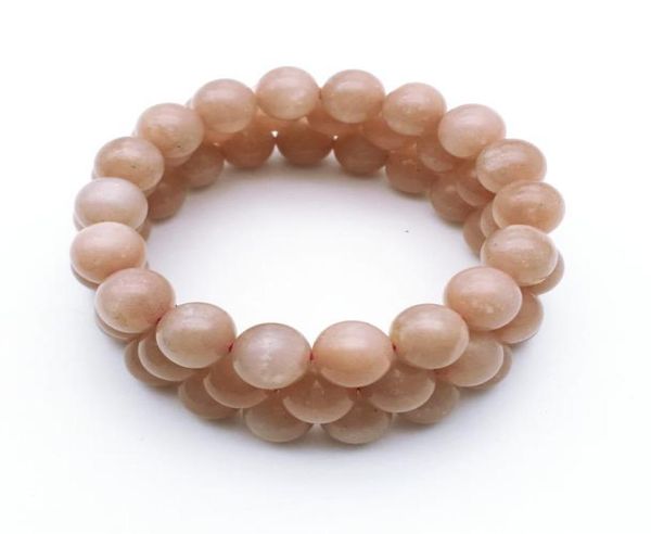 

10mm natural peach sunstone beads beads bracelet gemstone bracelet elastic braceletfashion bracelet whole bracelet4019624, Black