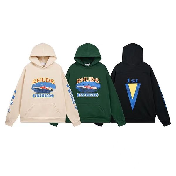 

s-xl rhude designer mens hoodie sweater men hoodie designer hoodie sweater american high street retro lettered loose casual couple clothes, Black