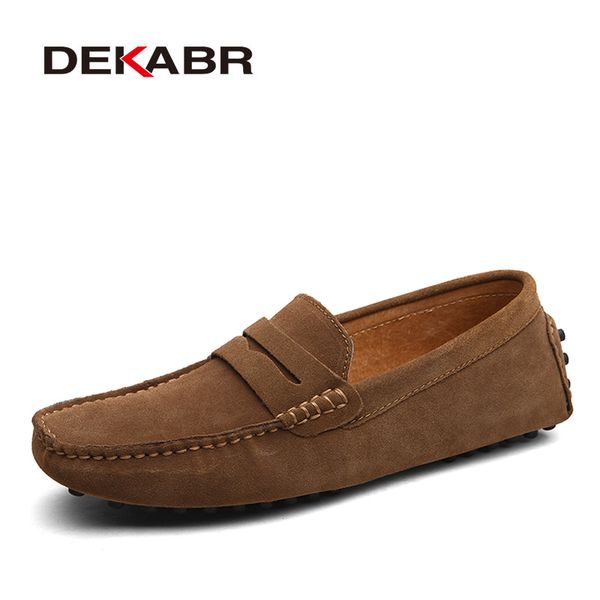 

dress shoes dekabr large size 49 men loafers soft moccasins spring autumn genuine leather warm flats driving 230726, Black