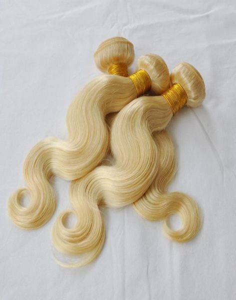 

elibess hair virgin blonde hair bundles 3pcs 100gramspcs body wave 613 color human hair weaves1586941, Black