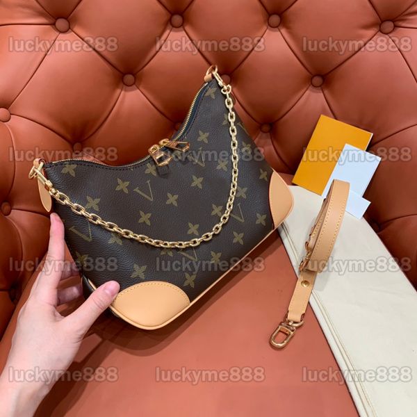 

10a mirror quality designers small boulogne chain bag hobo womens brown coated canvas pochette purse luxurys cowhide trim handbags crossbody