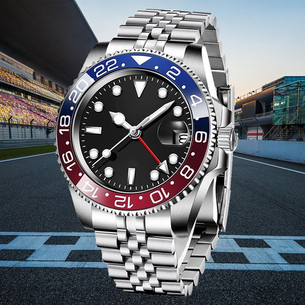 

automatic bicolor ceramic ring man watches 40mm stainless steel folding buckle swim watch sapphire luminous diving watch with box montre de, Slivery;brown