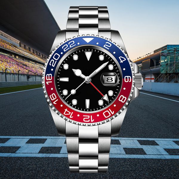 

aaa man watches ceramic bezel watch gmt ii automatic mechanical movement luminous sapphire waterproof fashion wristwatches gift watch, Slivery;brown