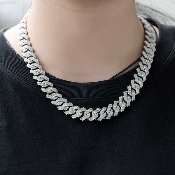 

custom 925 sterling silver gold plated iced out hip hop moissanite cuban link chain pendant jewelry