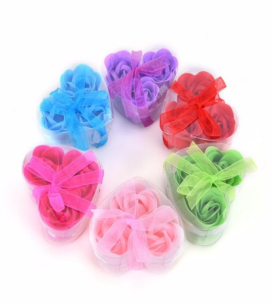 

3pc heart shape handmade rose soap petal simulation flower paper flower soaps valentines day birthday party gifts5800408