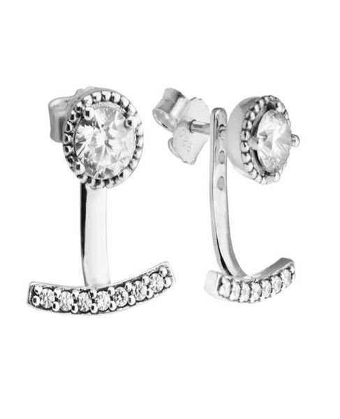 

new authentic 925 sterling silver abstract elegance pave crystal stud earrings for women earrings wedding party elegant fine jewel2459096, Golden;silver