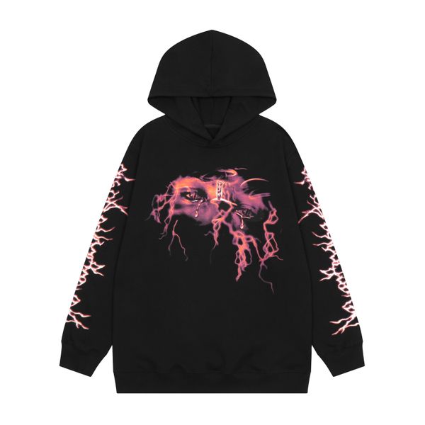 

version mens hoodies hoody pullover sweatshirts loose long sleeve jumper mens women clothing with embroidery, Black