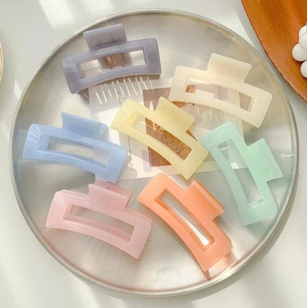 

elegant women large hair claws crab hair clips rectangle acrylic resin acetate candy color geometric hairpins hair accessories1638761, Golden;silver