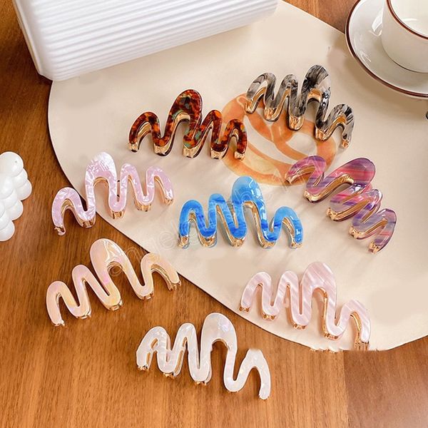 

fashion acetate hair claw clip large wave style hairpins clamps barrettes hair accessories hairgrip women ponytail headwear, Slivery;white