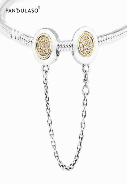 

pandulaso christmas two-tone signature safety chain beads for woman diy original sterling silver jewelry fit charms bracelets9557809, Black