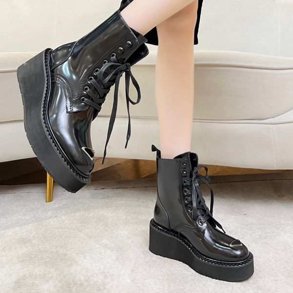 

designer martin boots for womens shoes australia doc martens platform ankle booties lug 6cm thick bottom lace up quality leather winter fash, Black