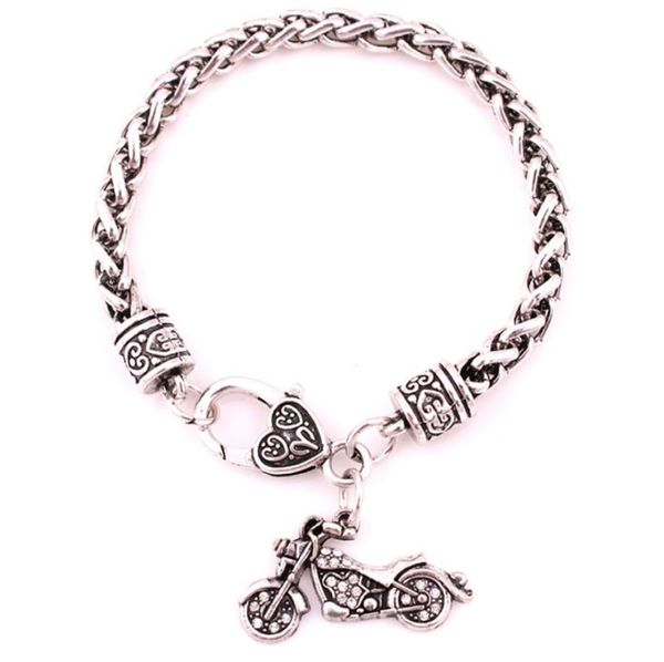 

fashion charm bracelet for female male motorcycle pendant personality design crystals cool wheat link chain zinc alloy provide dro6111447, Golden;silver