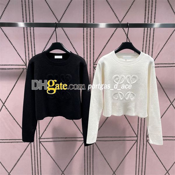 

luxury knitted women t shirt letter long sleeve shirts woman lady daily casual tees, Black